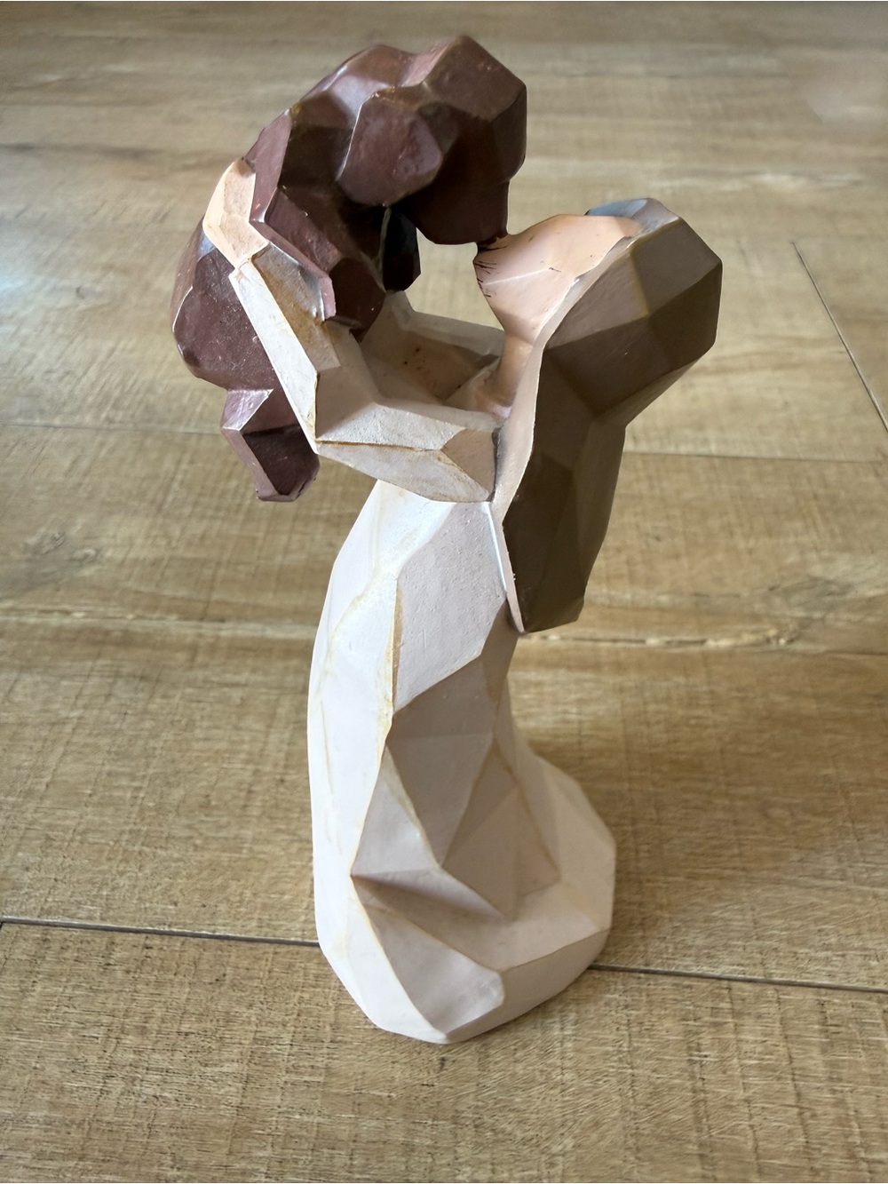 Carved look Girl & Her Puppy Statue Resin Sculpture Figurine girl w Dog Gift